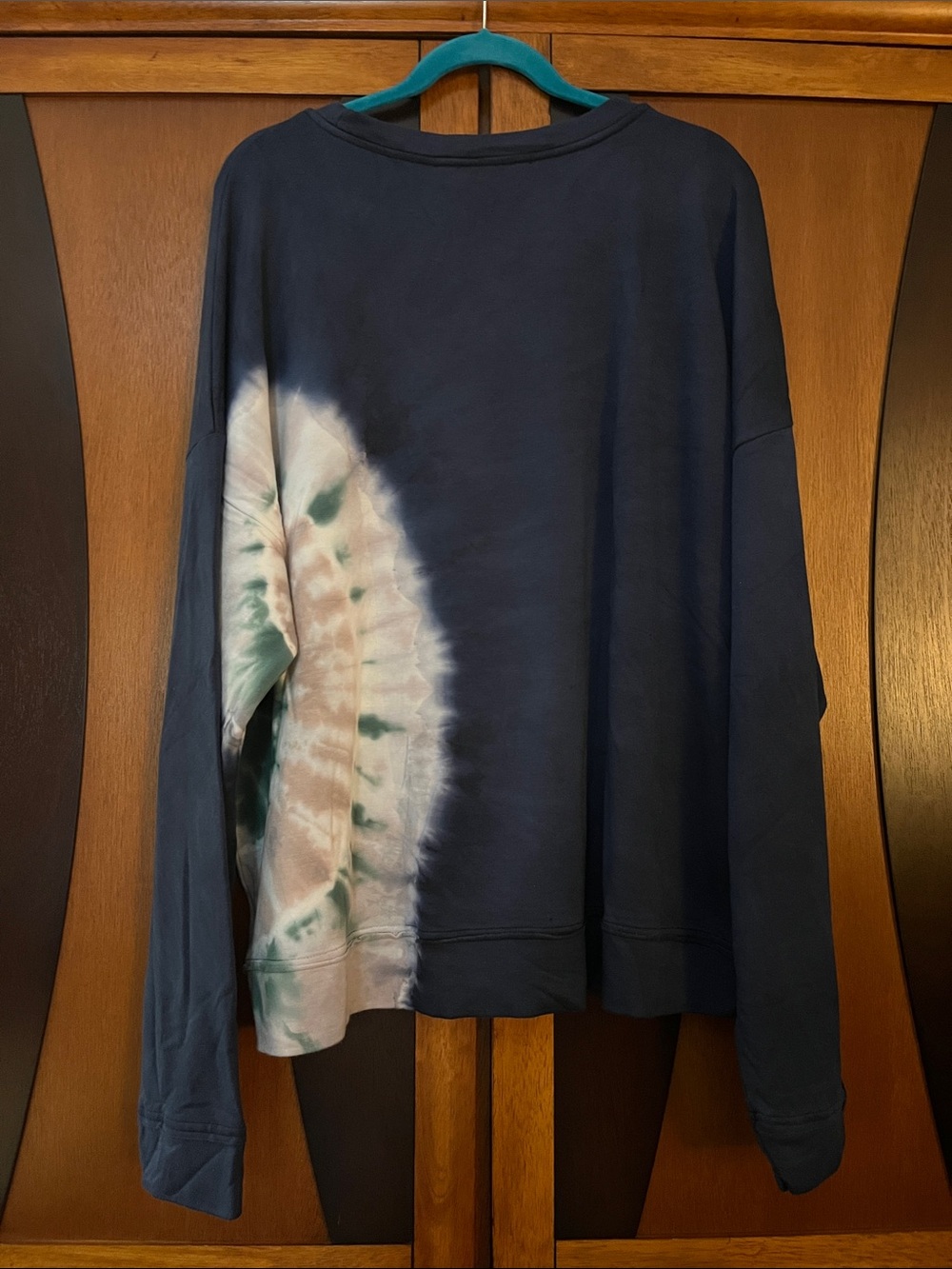 78 & Sunny Navy Pullover Sweatshirt w/Tie-Dye Detail on Sleeve & Side-Front&Back - Picture 8 of 11